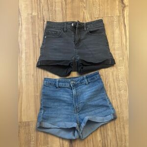 Black and Blue Denim Shorts Set
